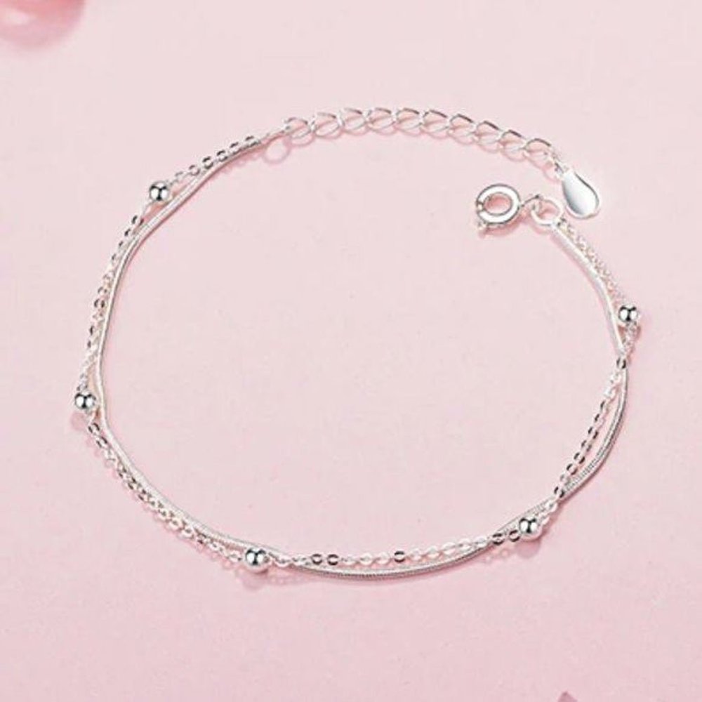 925 Silver Layered Bead Bracelet